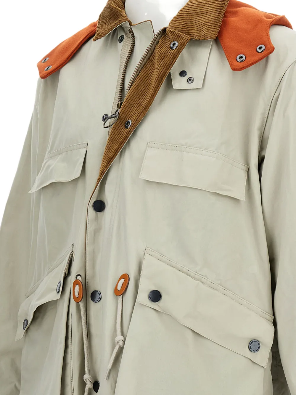 Barbour X Kaptain Sunshine Multiple-pocket Corduroy-collar Parka In Neutral