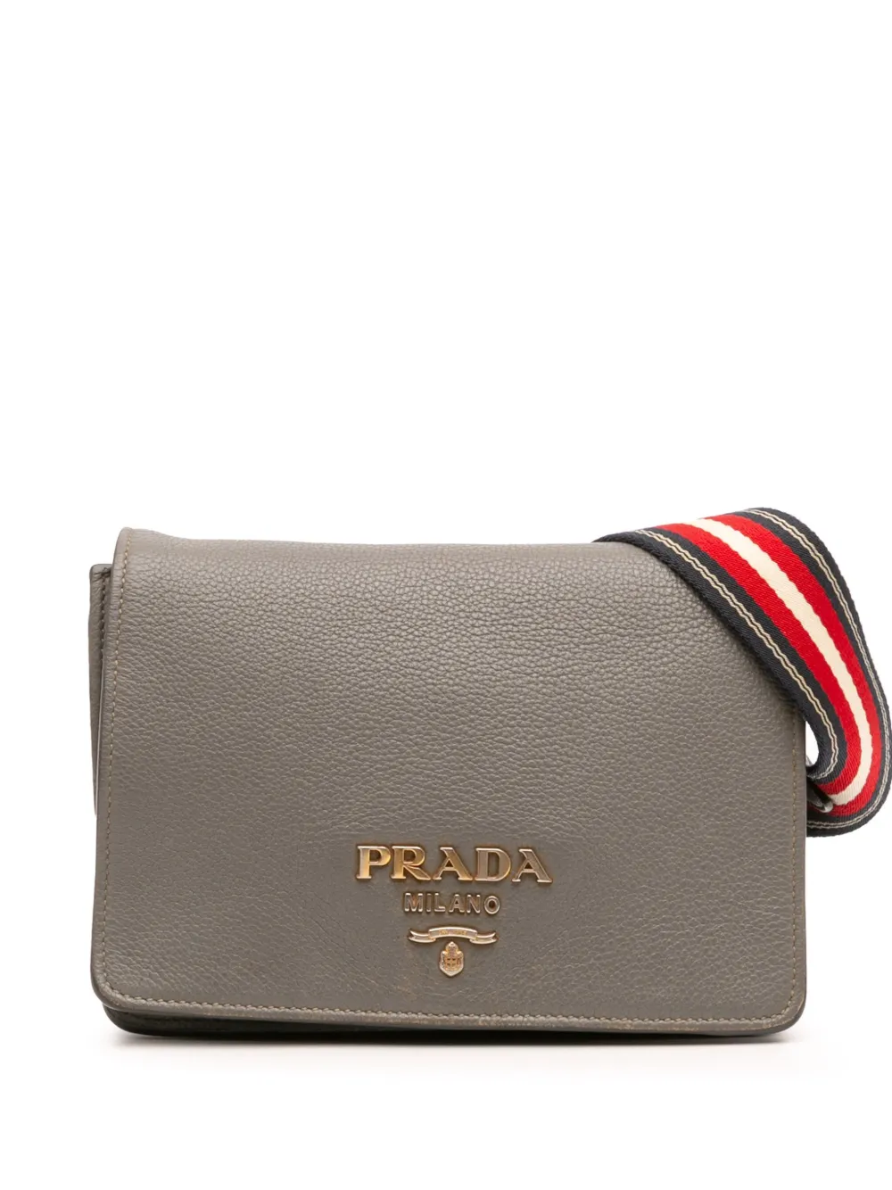 Pre-owned Prada 2000-2025 Vitello Daino Flap Crossbody Bag In Brown