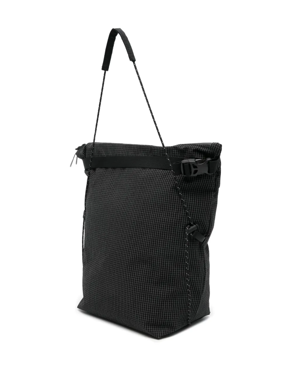 ROA grid-pattern top-handle shoulder bag - Zwart