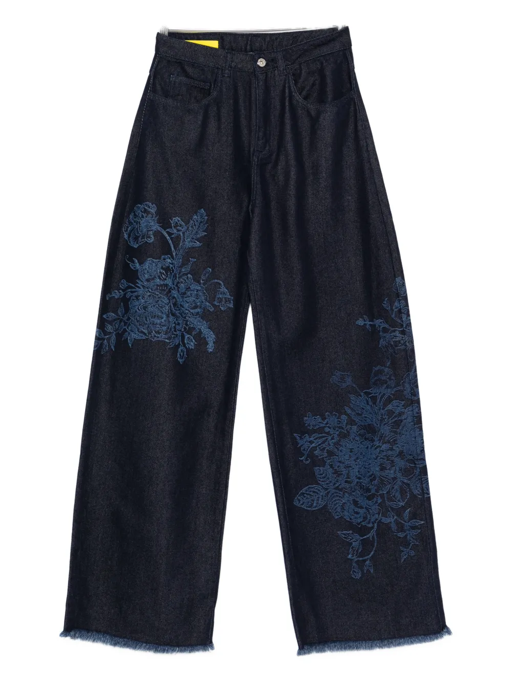 Marques'Almeida flower-motif frayed jeans - Blu
