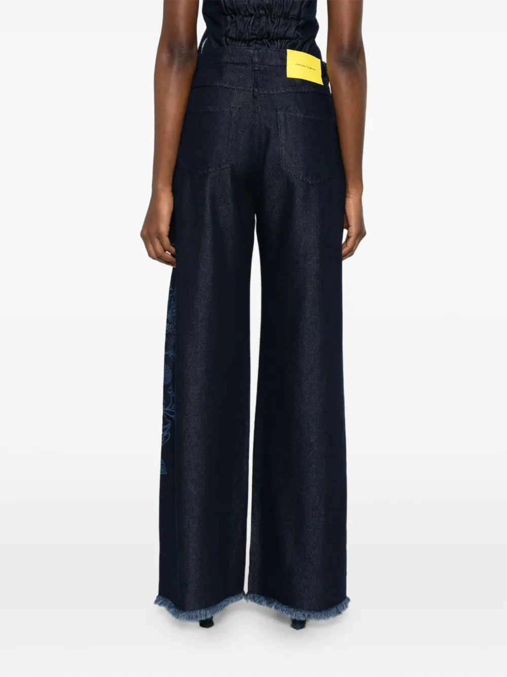 Marques' Almeida Flower-motif Frayed Jeans In Blue