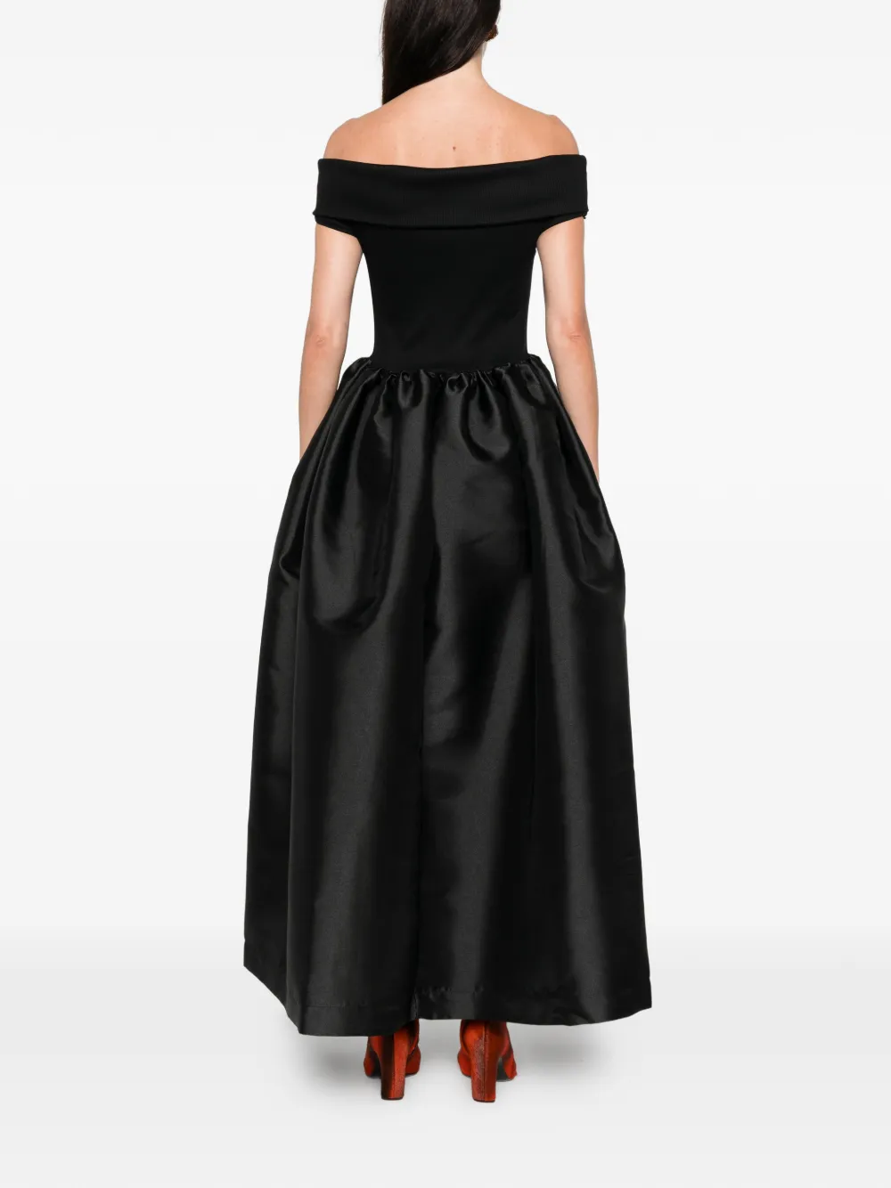 Marques'Almeida Off-shoulder midi-jurk Zwart