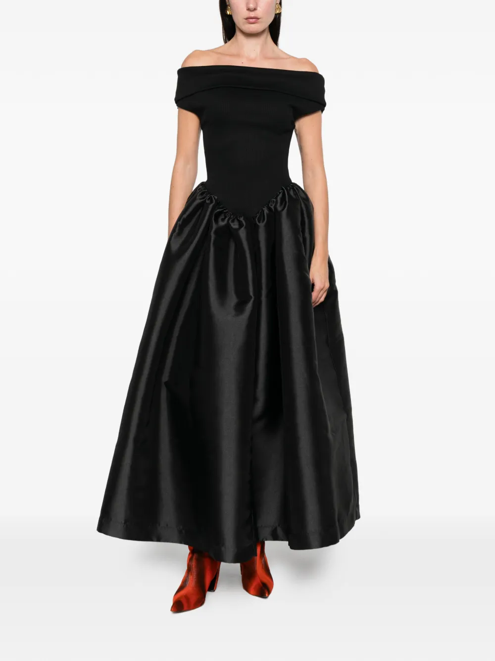 Marques'Almeida off-shoulder midi dress - Zwart