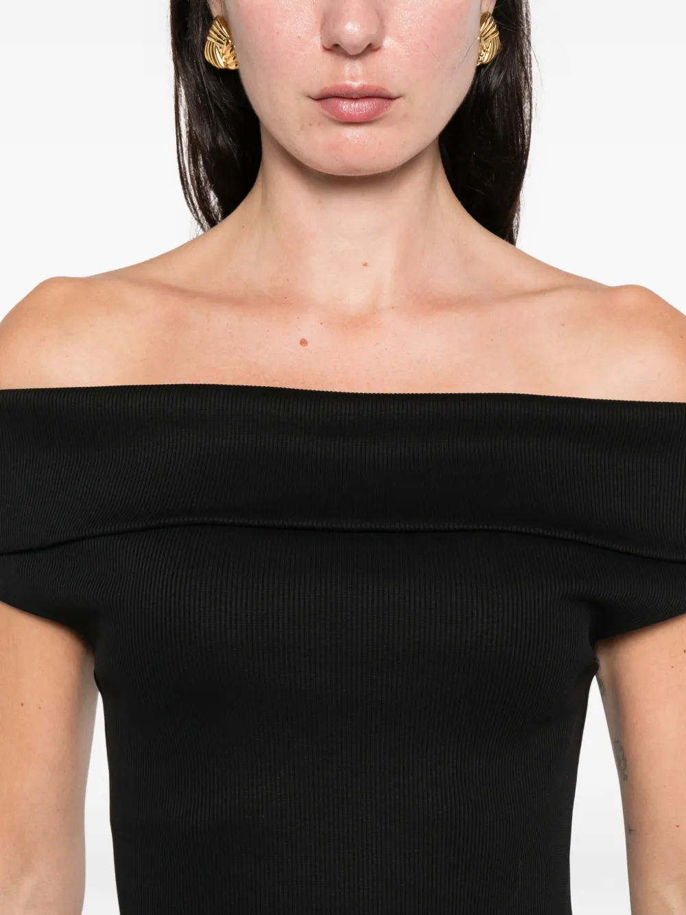 Marques'Almeida Off-shoulder midi-jurk Zwart