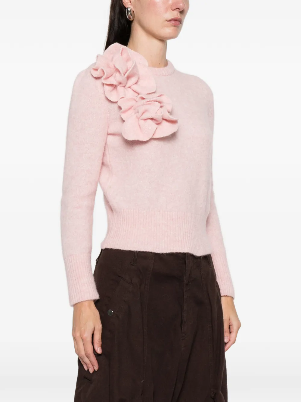  Marques'almeida Ruffled Flower Crew-neck Sweater - Pink 