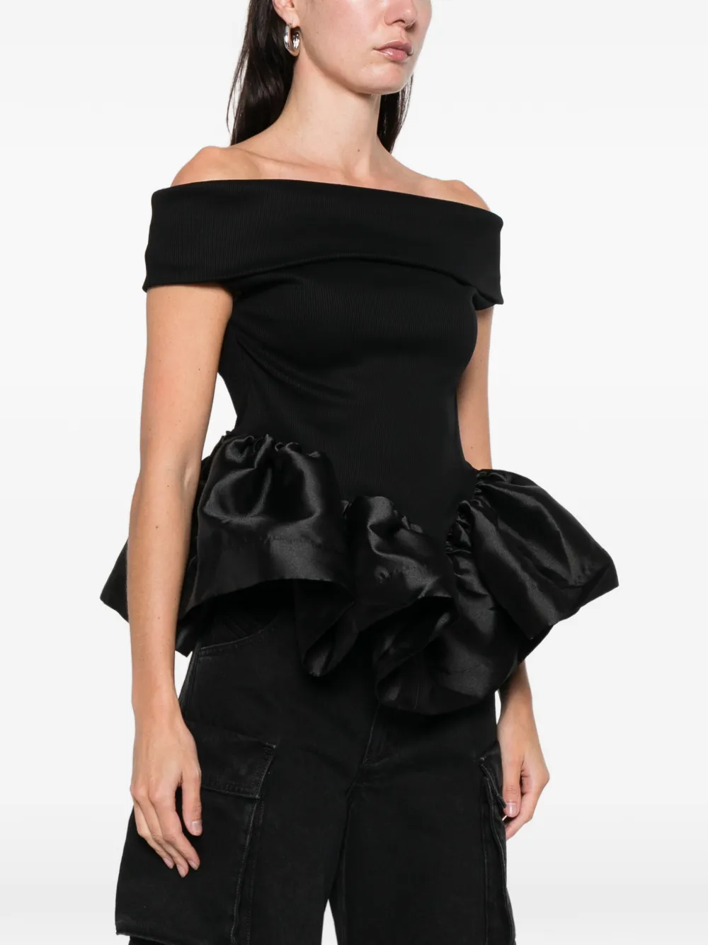 Marques'Almeida Off-shoulder top Zwart