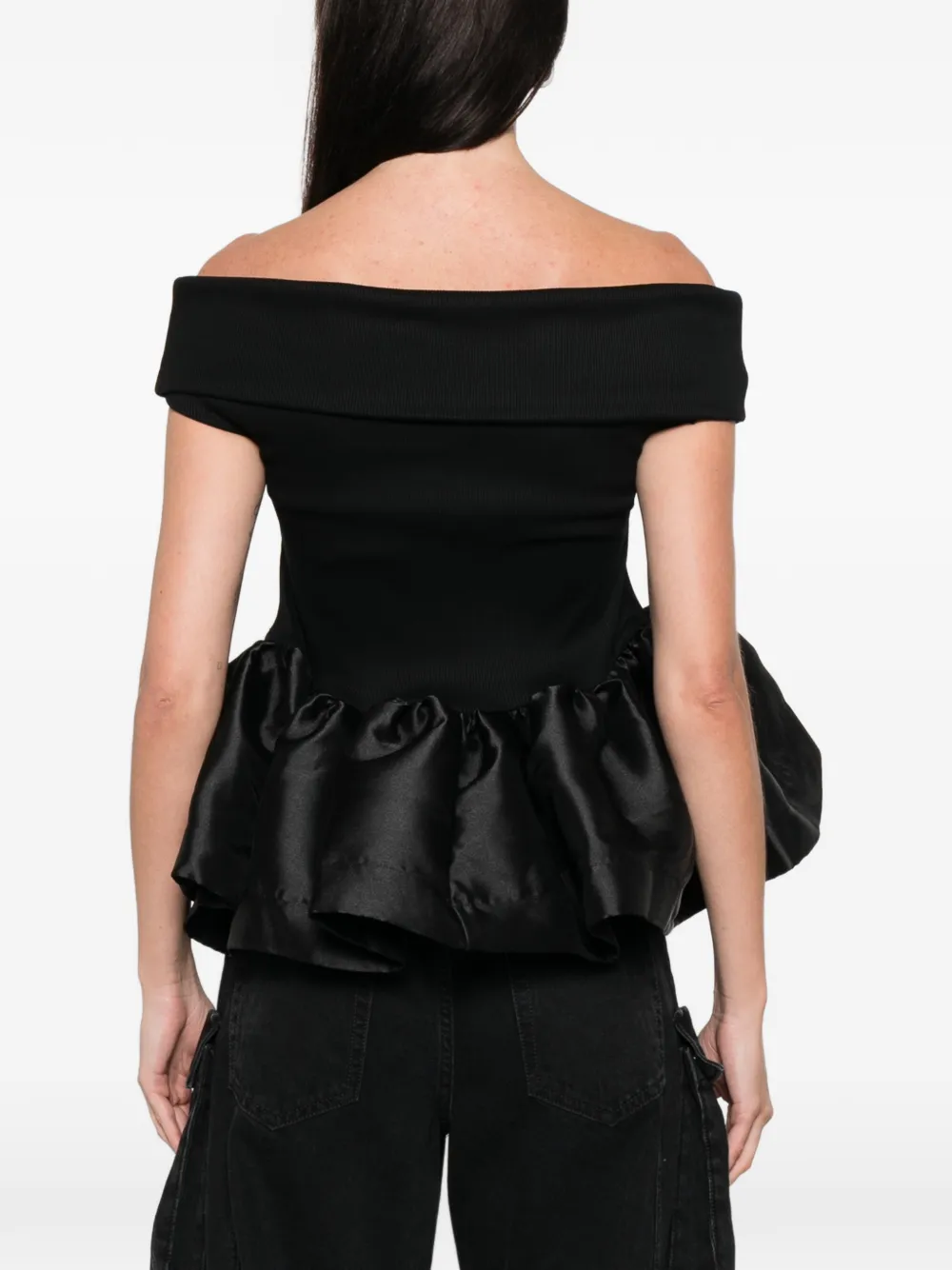 Marques'Almeida Off-shoulder top Zwart