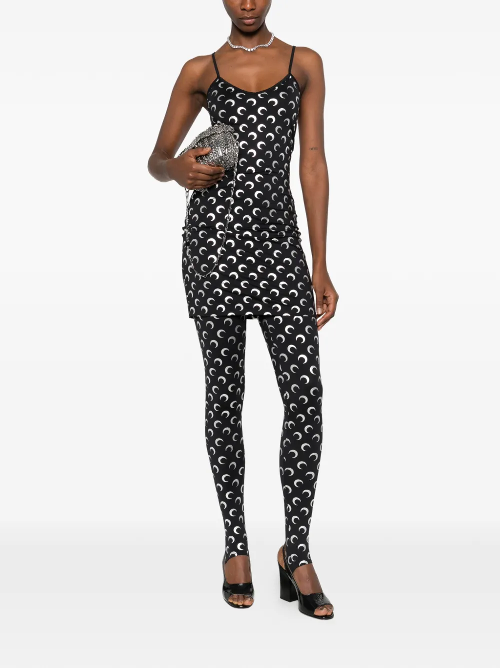 Marine Serre Mini-jurk met maanprint - Zwart