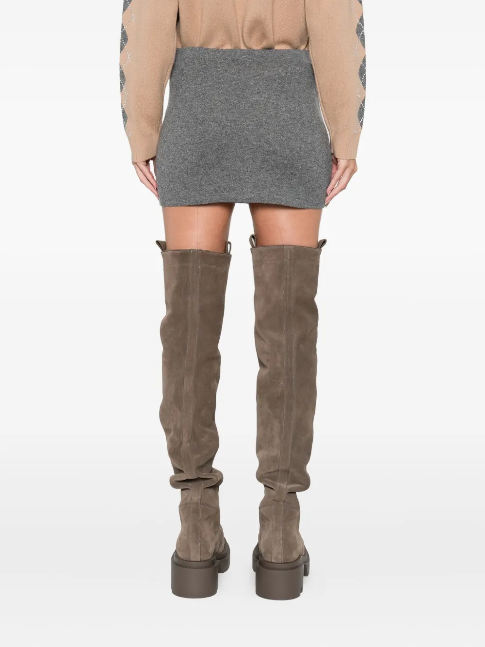 Retroféte Cecilie Argyle-pattern Embellished Mini Skirt In Gray