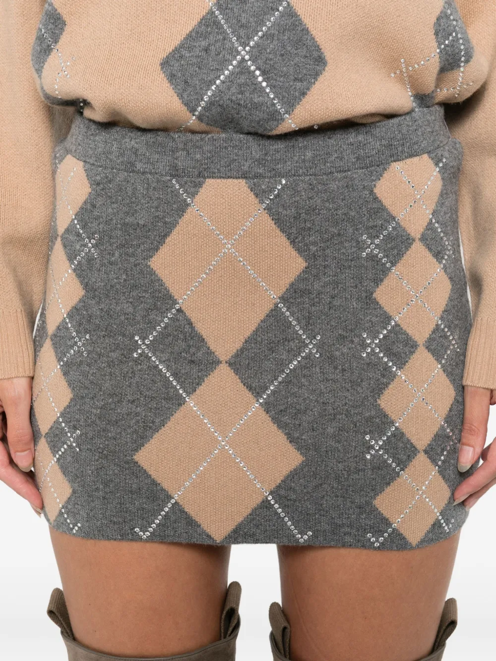 Retroféte Cecilie Argyle-pattern Embellished Mini Skirt In Gray