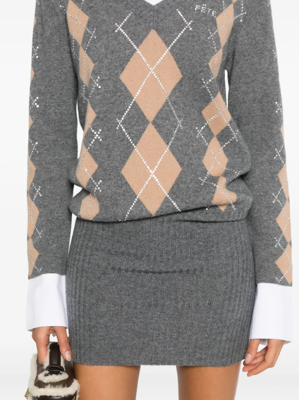 Retroféte Ornella Argyle-pattern Embellished Mini Dress In Black