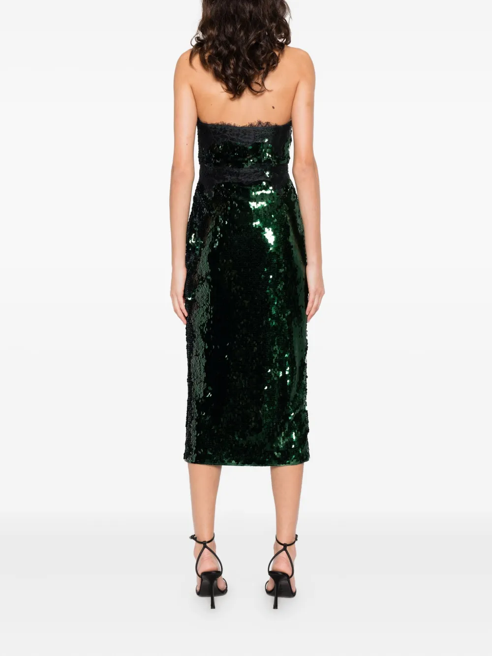 Retroféte Ellen Sequin Lace Midi Dress In Green