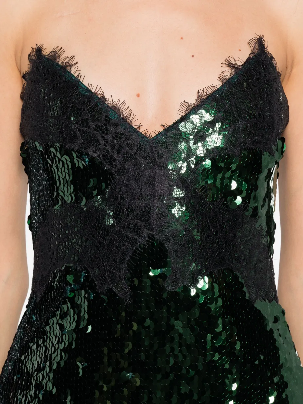 Retroféte Ellen Sequin Lace Midi Dress In Green