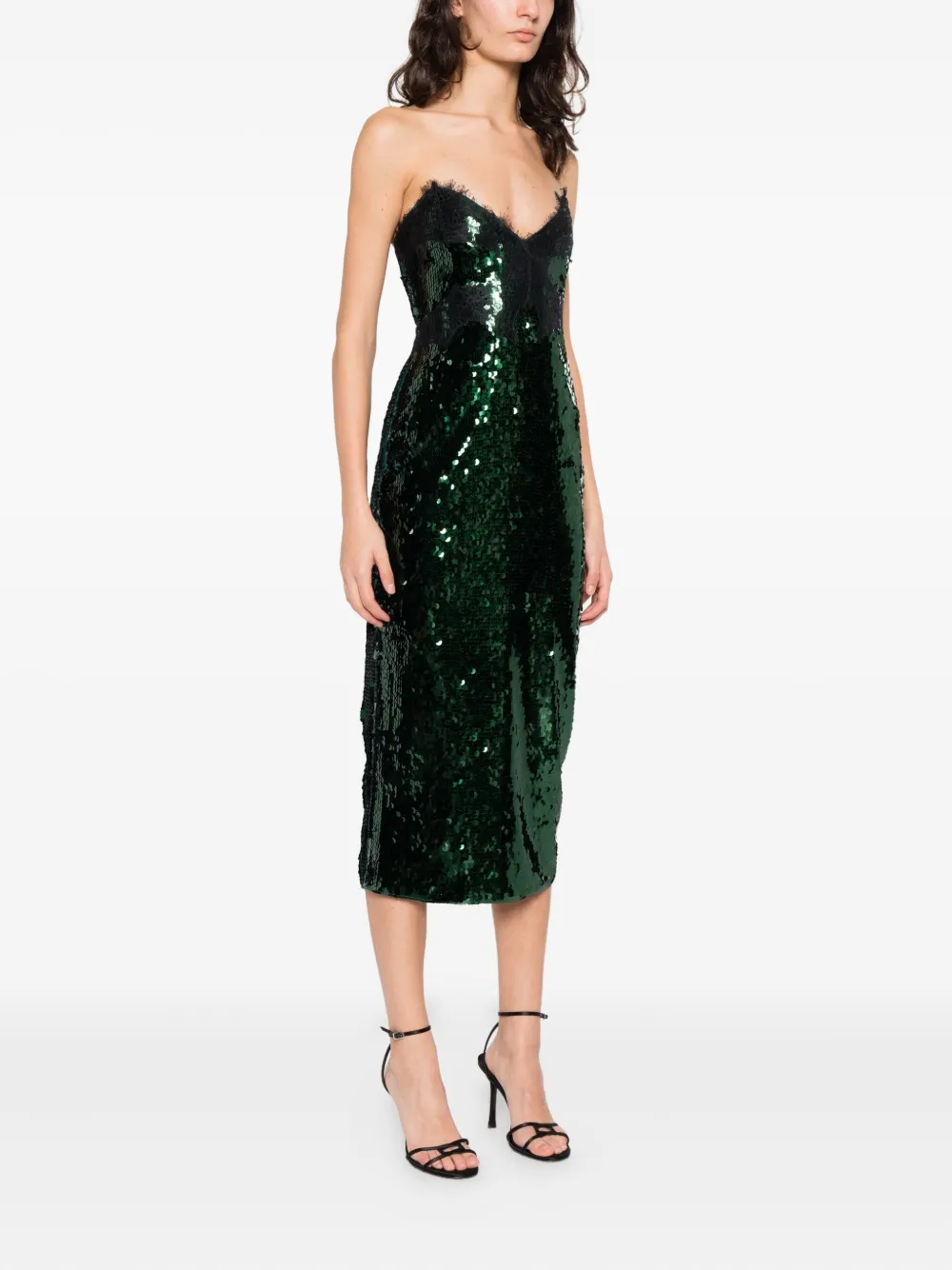 Retroféte Ellen Sequin Lace Midi Dress In Green