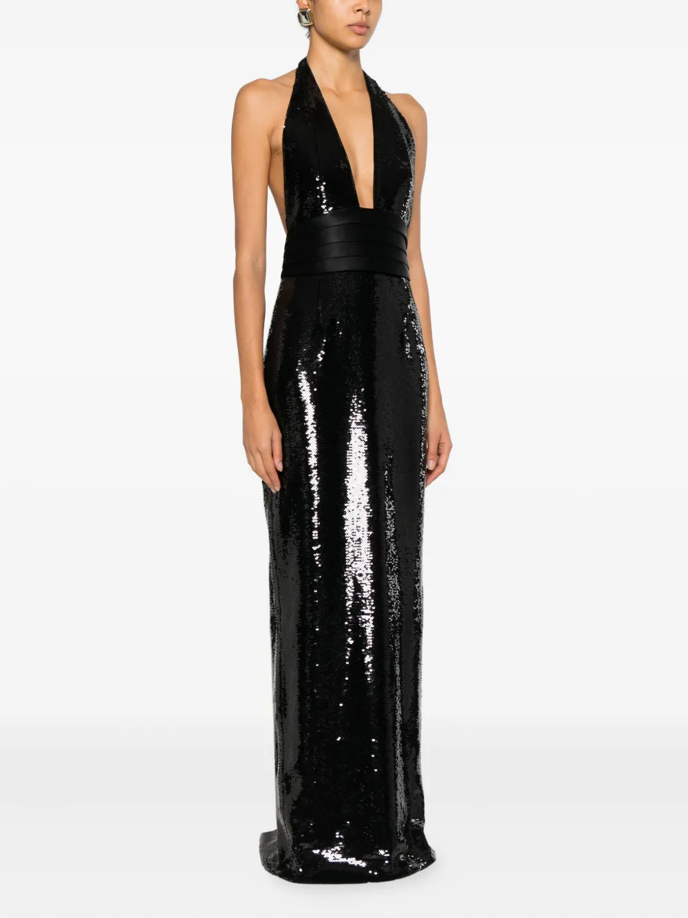 Retroféte Kelsie Sequin Halterneck Maxi Dress In Black