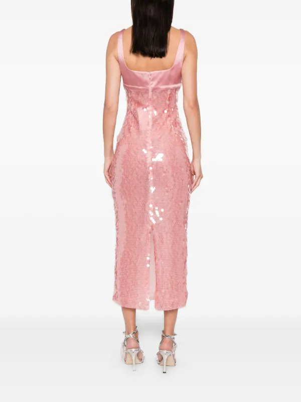 Retrofete Yvaine Sequin Midi Dress | Pink | FARFETCH OM