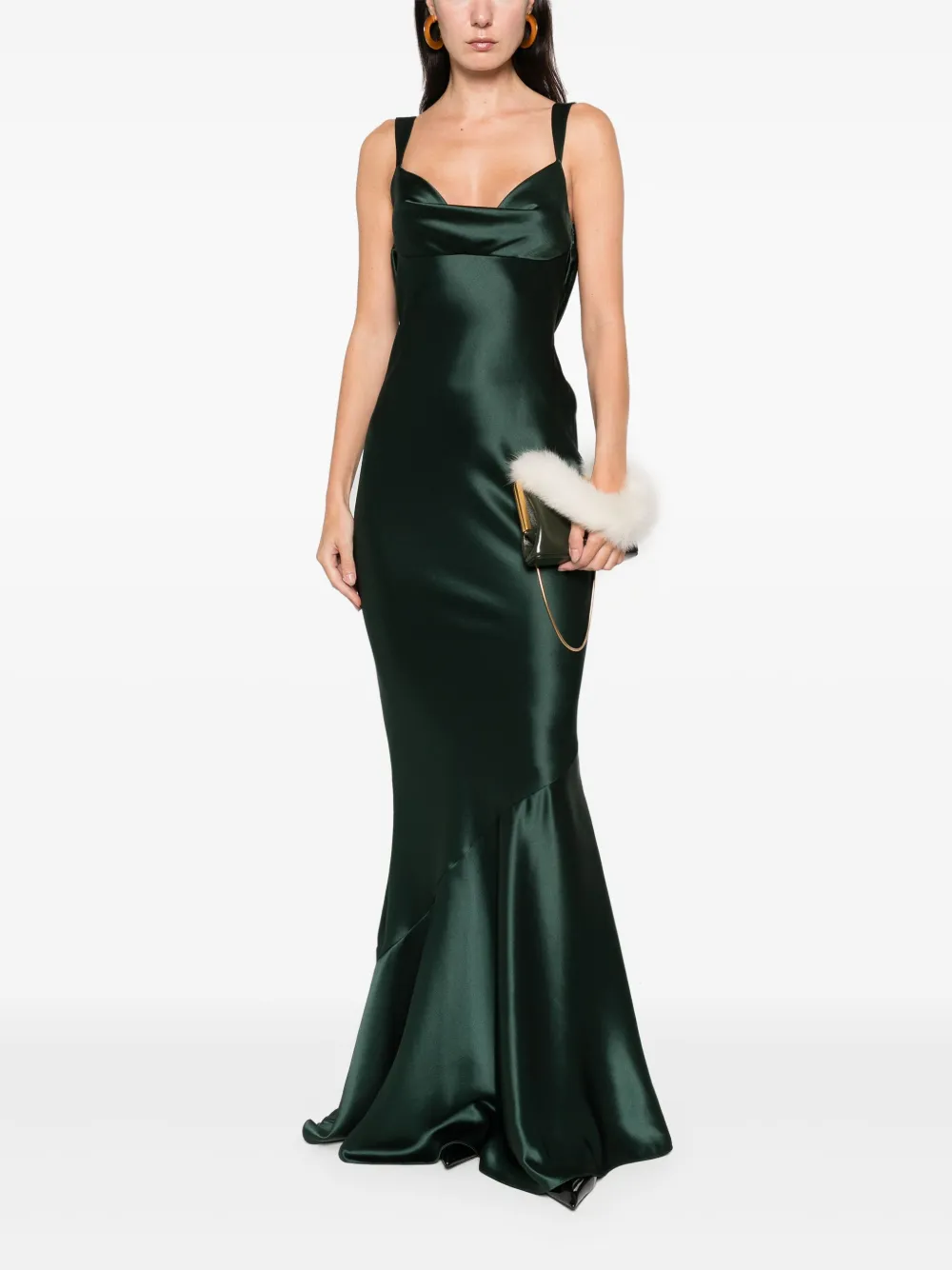 Retrofete Vinicia cowl-neck ruffled maxi dress - Groen