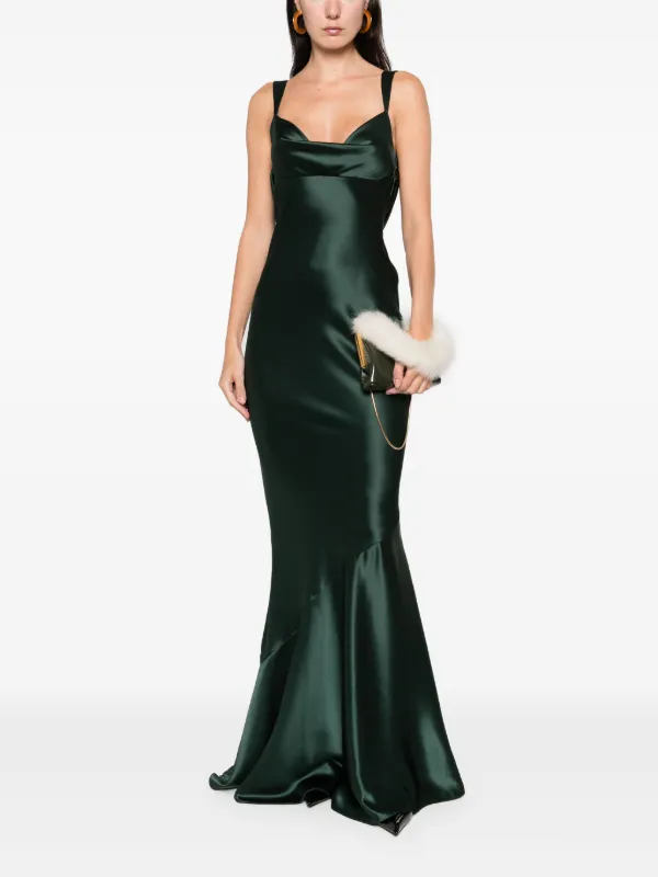 Retrofete Vinicia cowl-neck Ruffled Maxi Dress | Green | FARFETCH