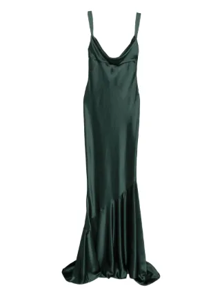 Retrofete Vinicia cowl-neck Ruffled Maxi Dress | Green | FARFETCH