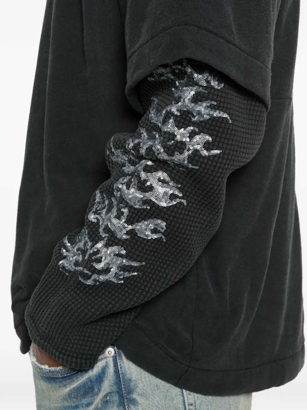 Purple Brand Katoenen T-shirt met textuur Zwart