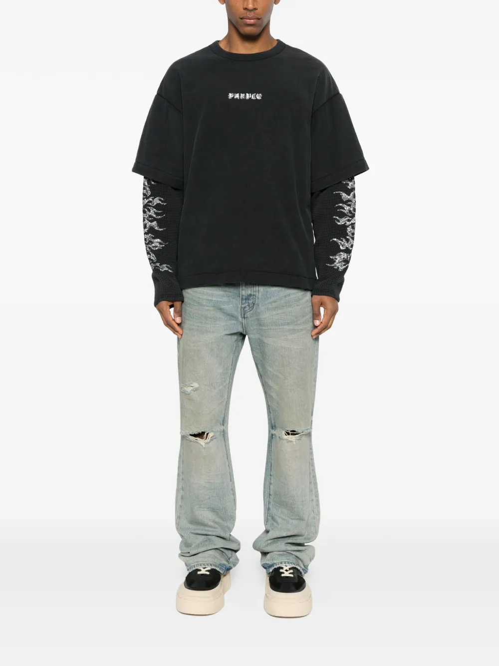 Purple Brand textured cotton T-shirt - Zwart