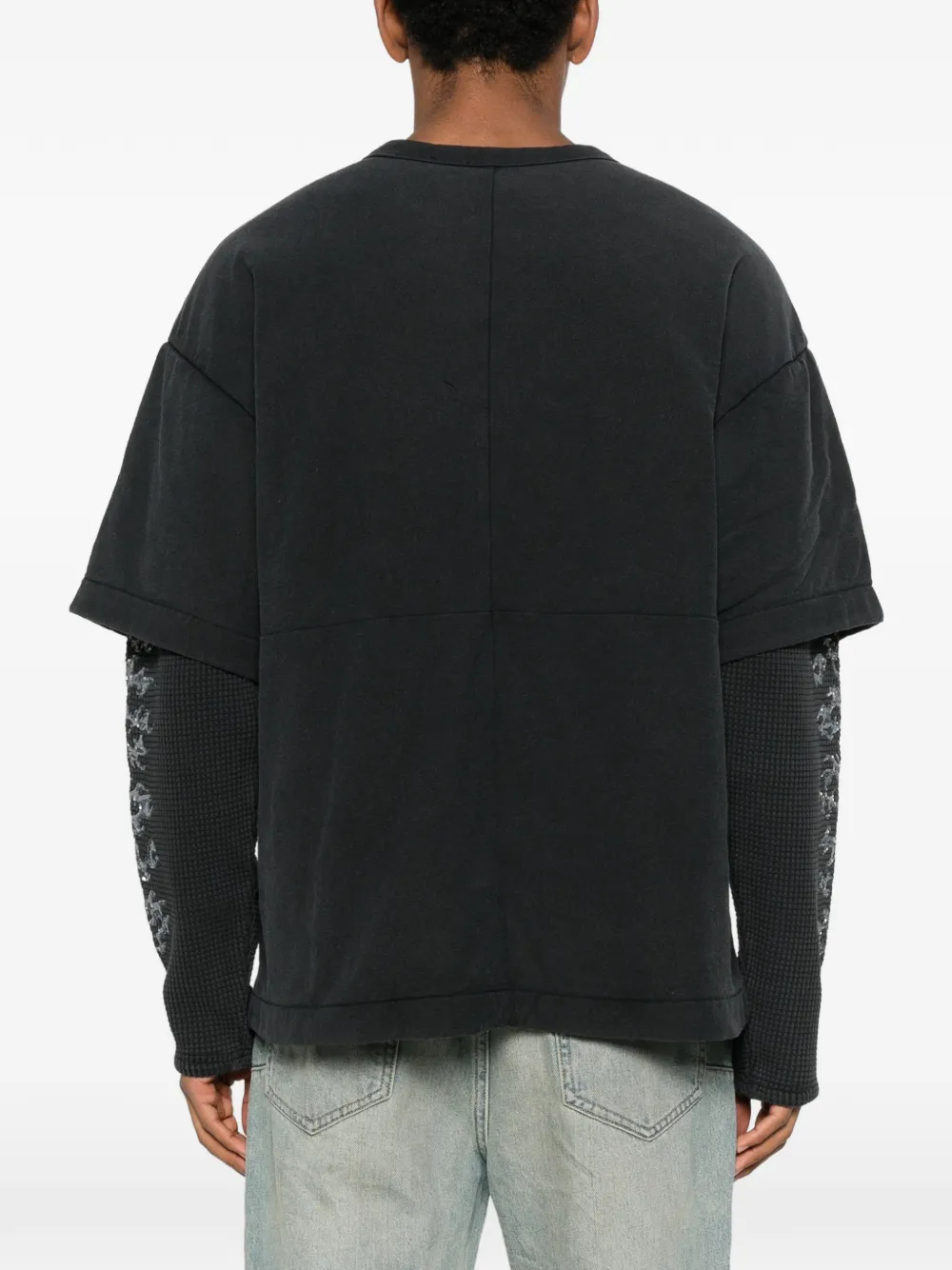 Purple Brand Katoenen T-shirt met textuur Zwart