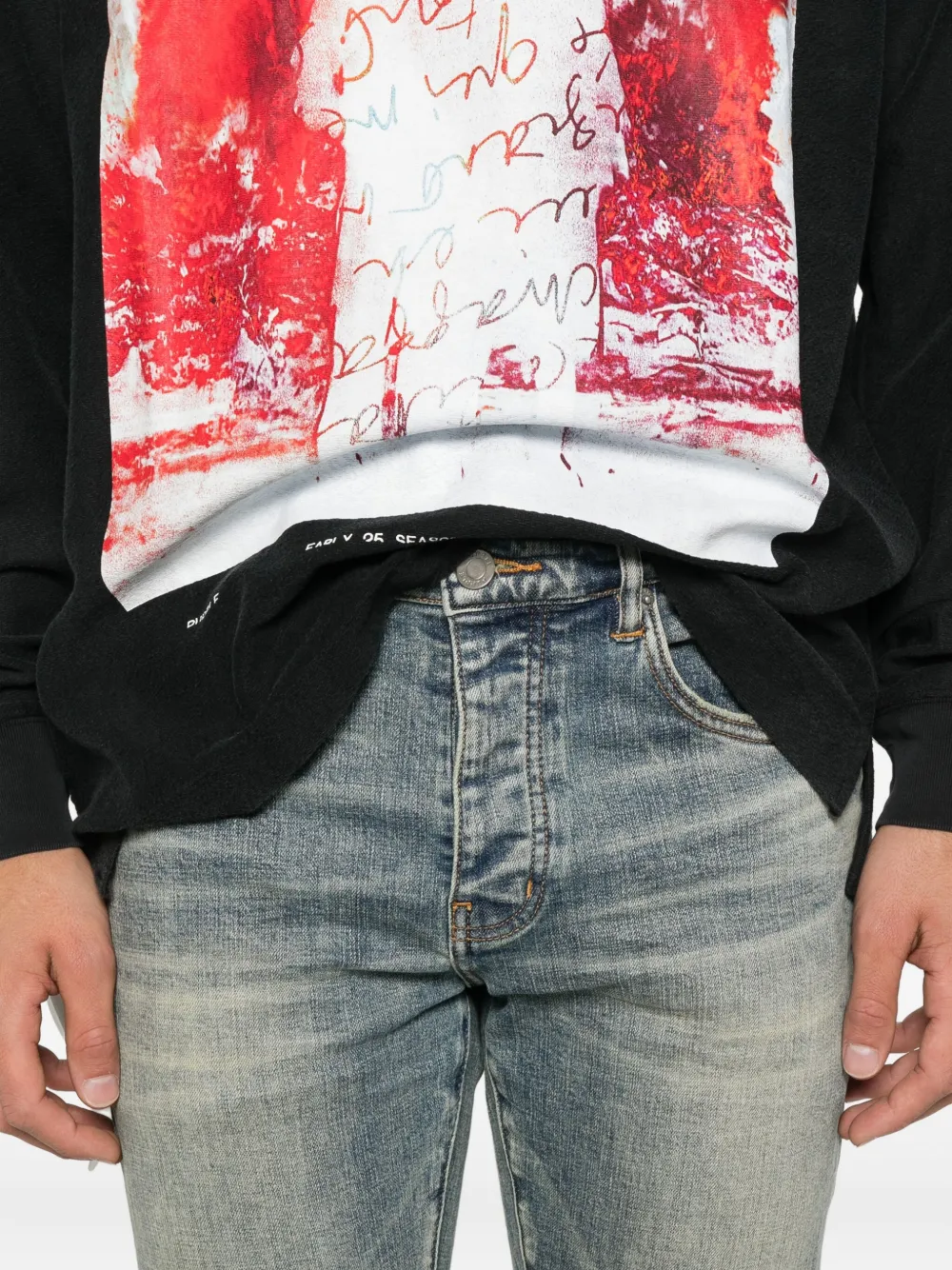 Purple Brand Jeans met riemlussen Blauw