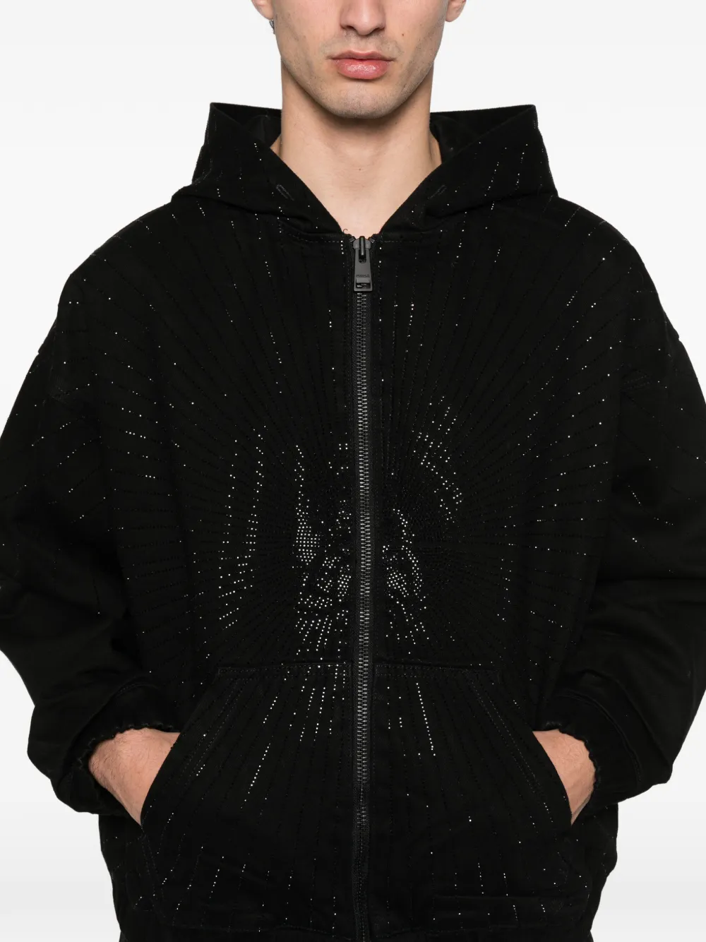 Purple Brand Radial Hotfix Zip Hooded Jacket | Black | FARFETCH