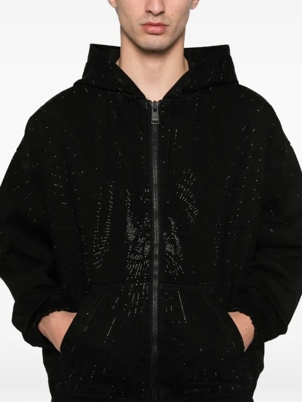 Purple Brand Radial Hotfix Zip Hooded Jacket | Black | FARFETCH