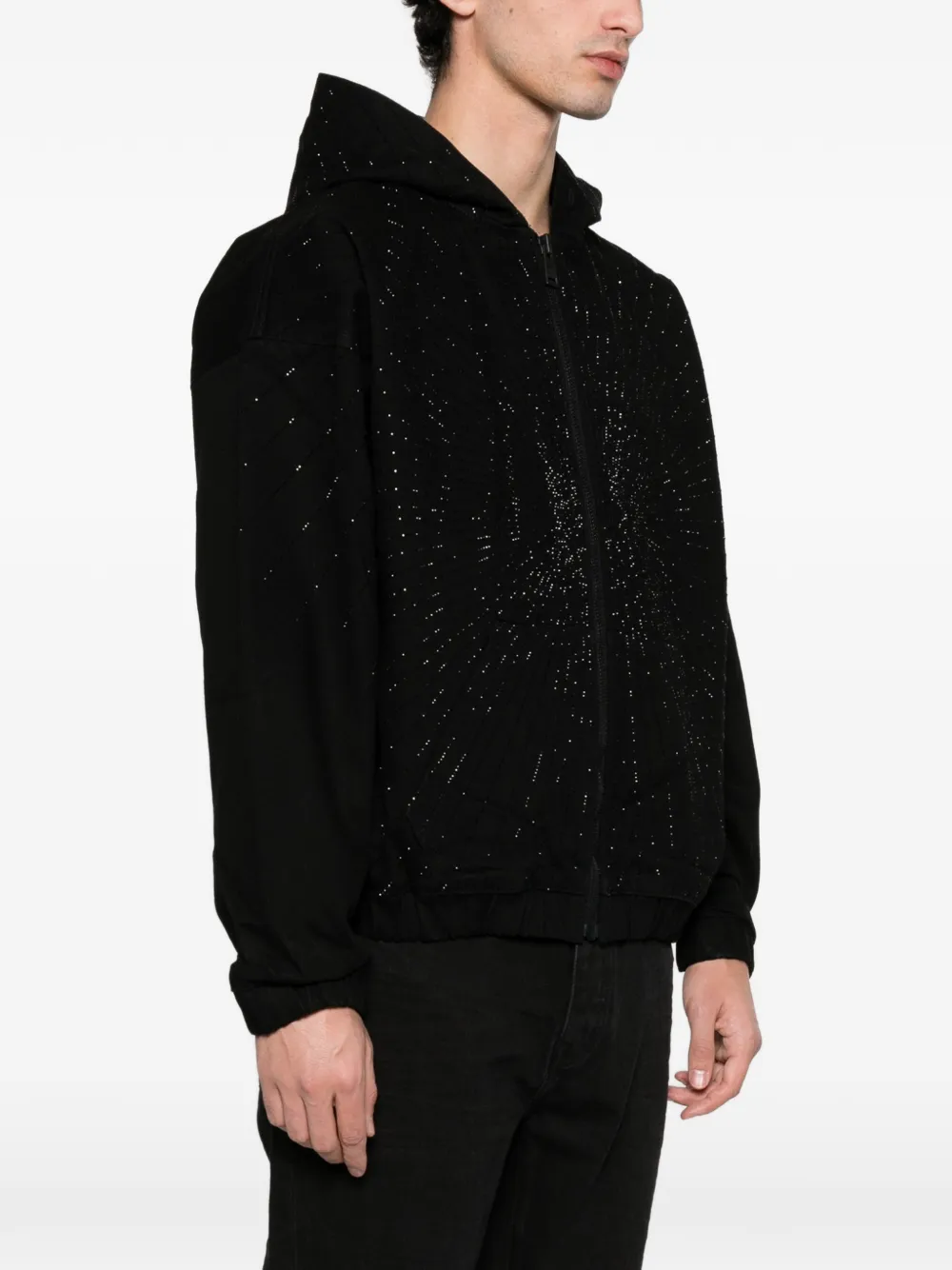 V12 星柄 フルジップジャケット Purple Brand Radial Hotfix Zip Hooded Jacket | Black | FARFETCH