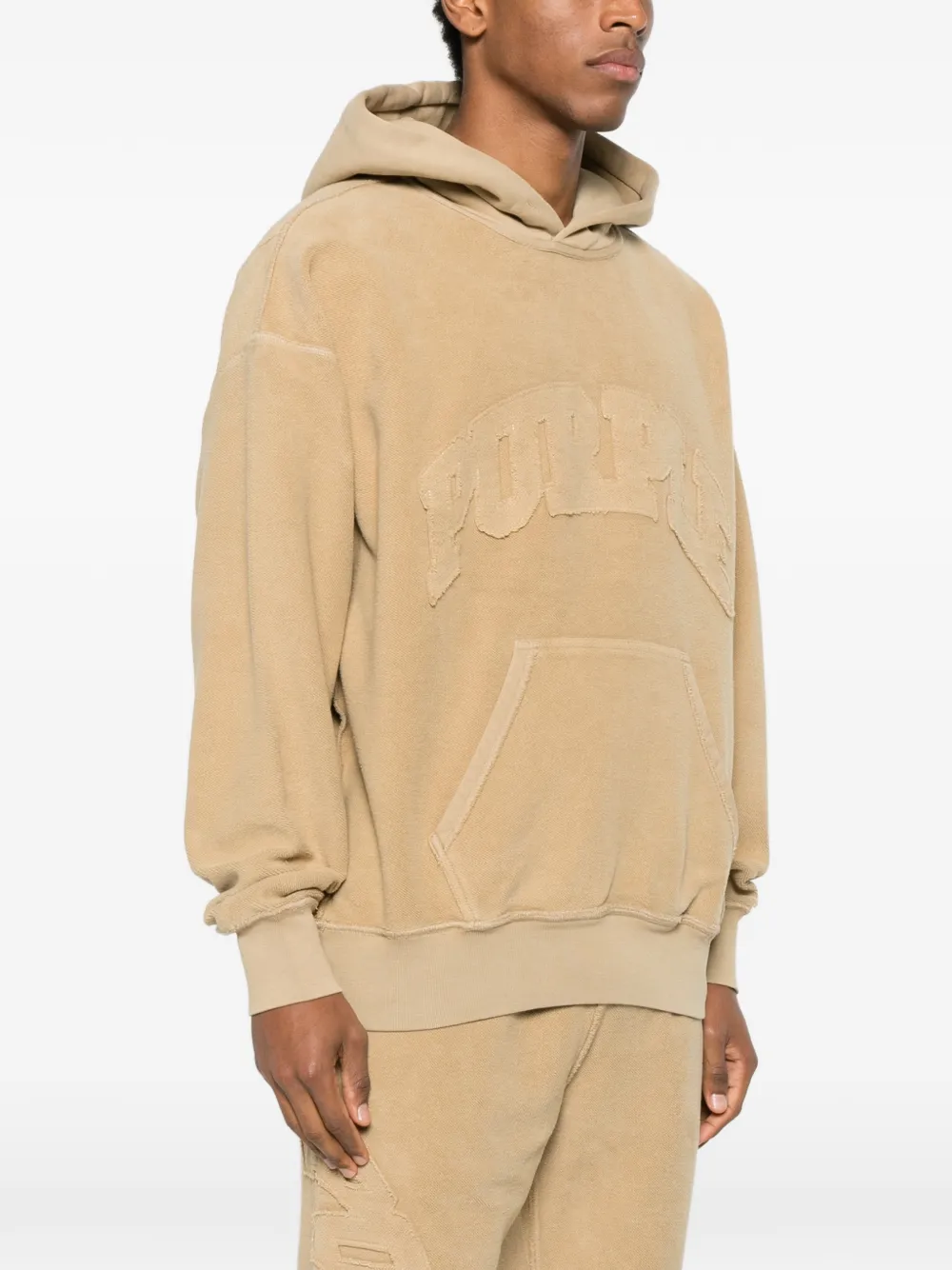 Purple Brand Oversized Fleece Inside Out Logo Graphic Hoodie In Neutral