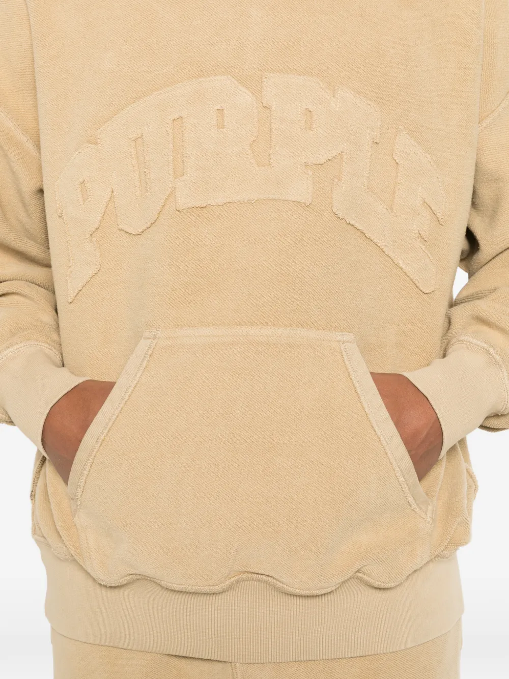 Purple Brand Oversized Fleece Inside Out Logo Graphic Hoodie In Neutral