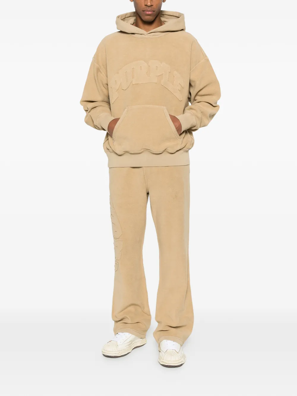 Purple Brand Oversized Fleece Inside Out Logo Graphic Hoodie In Neutral