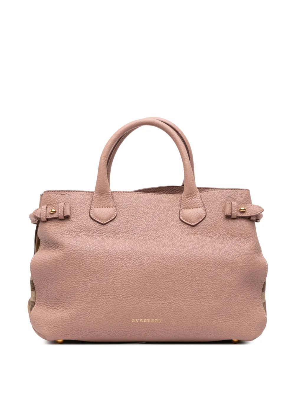 Burberry Pre-Owned 2000-2017 ミディアム レザー&ハウスチェック バナー サッチェルバッグ - ピンク Burberry Pre-Owned 2000-2017 ミディアム レザー&ハウスチェック バナー サッチェルバッグ - ピンク