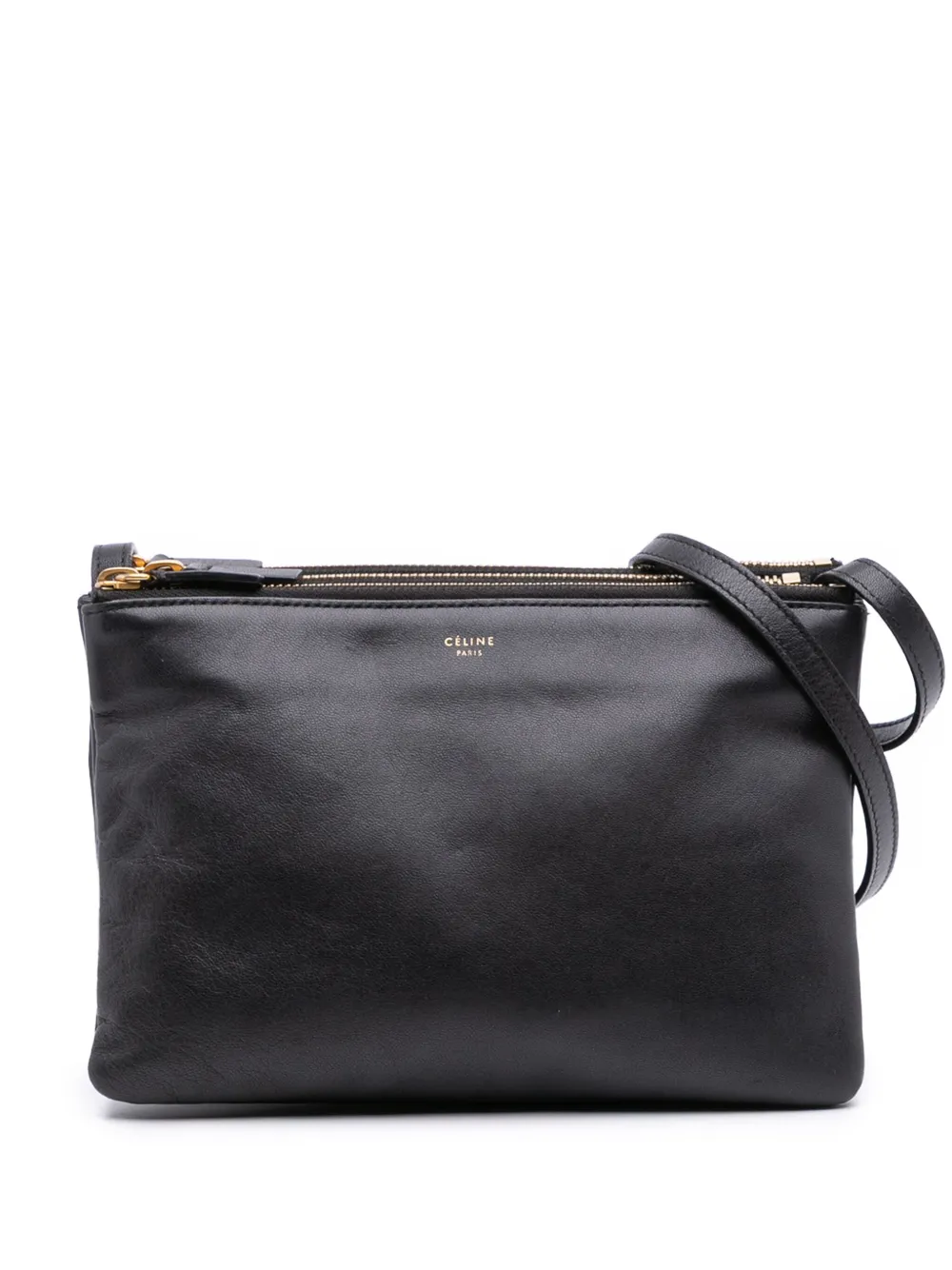 Celine Pre-Owned 2015 スモール ラムスキン トリオ ショルダーバッグ - ブラック Celine Pre-Owned 2015 スモール ラムスキン トリオ ショルダーバッグ - ブラック
