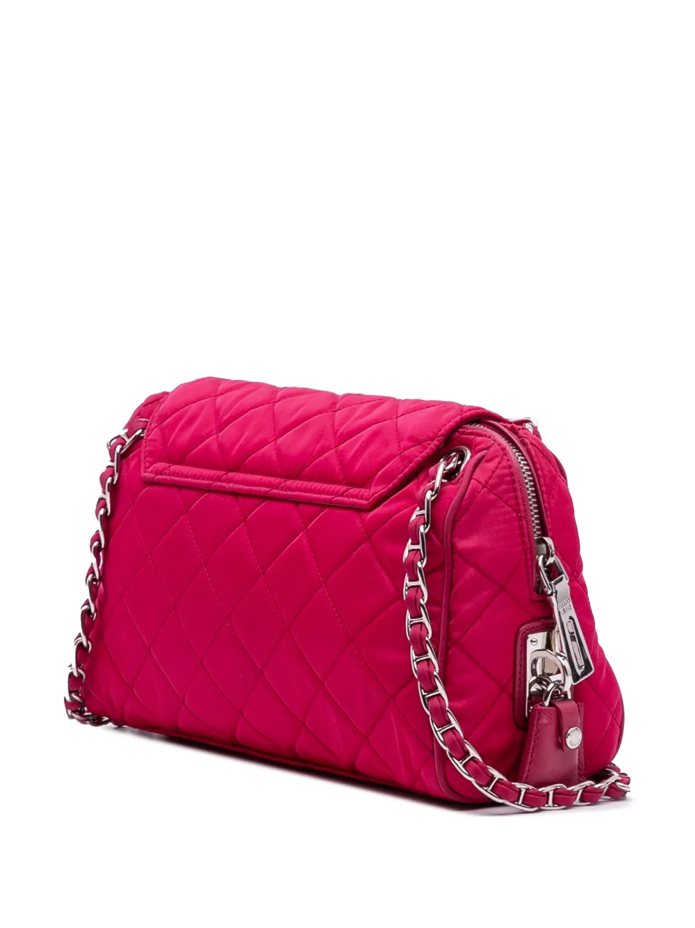 Pre-owned Prada 2013-2025 Impuntu Tessuto Chain Crossbody Bag In Pink
