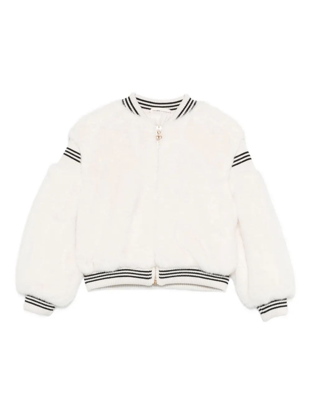 TWINSET Kids puff-sleeve striped-cuff jacket - Bianco