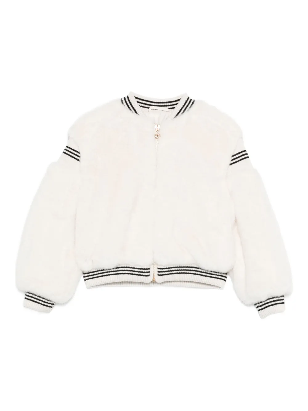 TWINSET Kids puff-sleeve striped-cuff jacket - Bianco