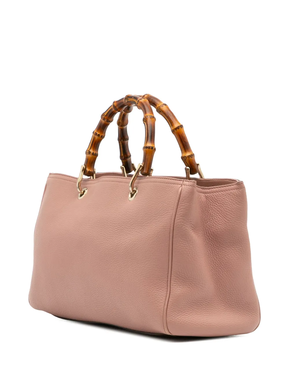 Pre-owned Gucci 2016-2025 Medium Calfskin Bamboo Shopper Satchel In Pink