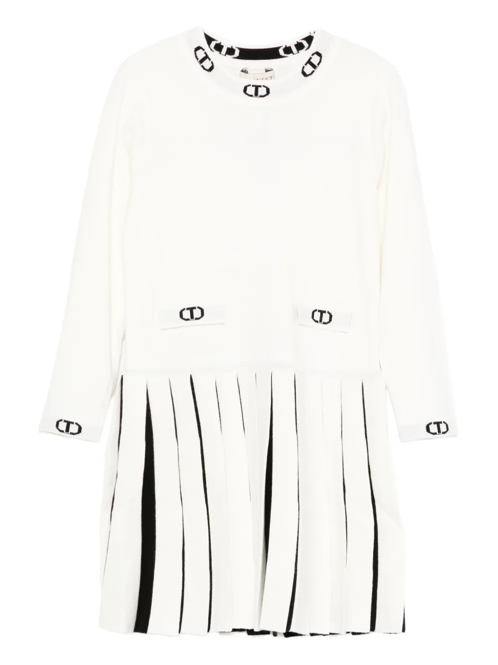 TWINSET Kids فستان منسوج بكسرات | أبيض | Image 1