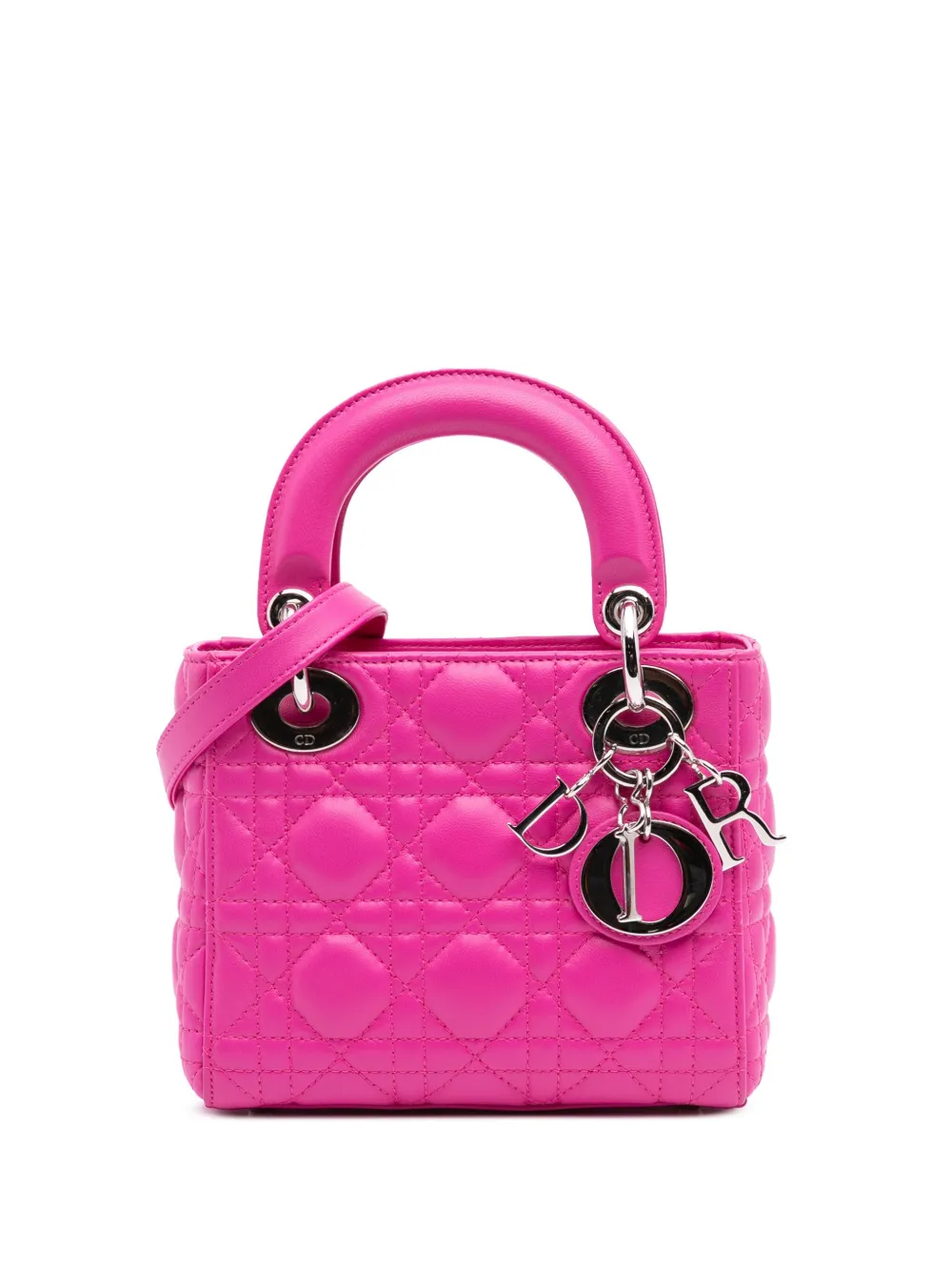 Christian Dior Pre-Owned 2012 ミニ ラムスキン カナージュ レディ ディオール サッチェルバッグ - ピンク Christian Dior Pre-Owned 2012 ミニ ラムスキン カナージュ レディ ディオール サッチェルバッグ - ピンク