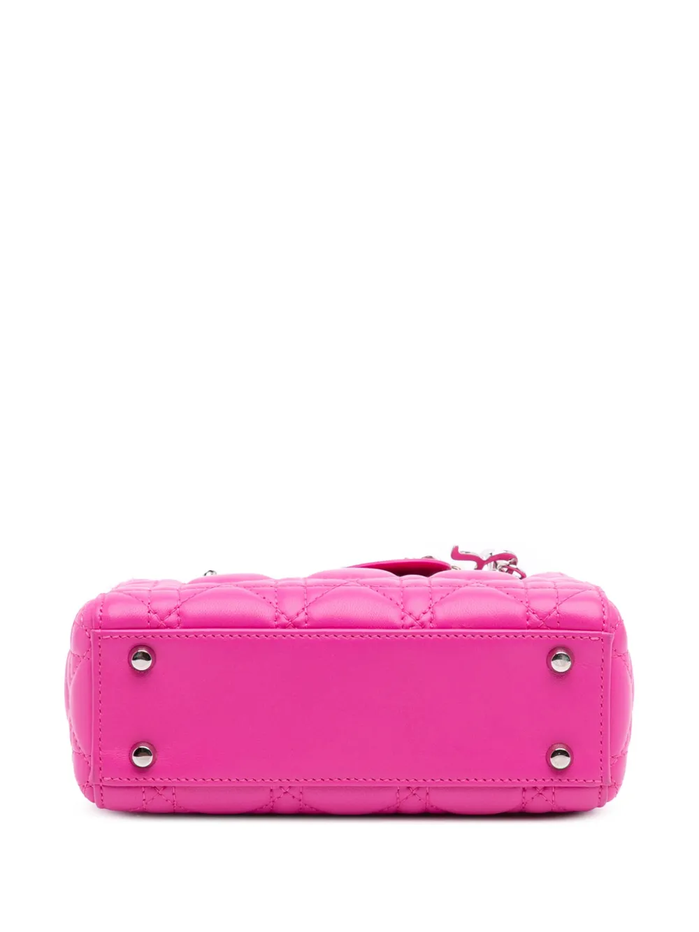 Pre-owned Dior 2012 Mini Lambskin Cannage Lady  Satchel In Pink