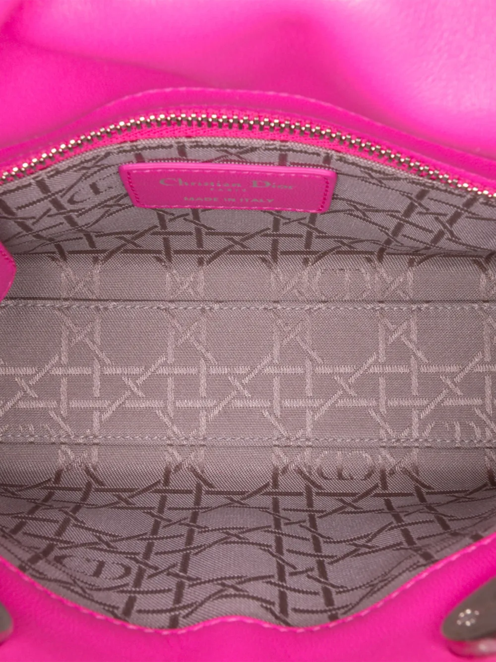 Pre-owned Dior 2012 Mini Lambskin Cannage Lady  Satchel In Pink