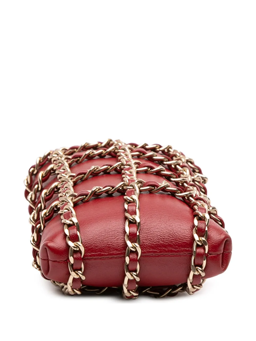 Pre-owned Chanel 2020 Lambskin Tech Me Out Clutch With Chain Crossbody Bag In Red