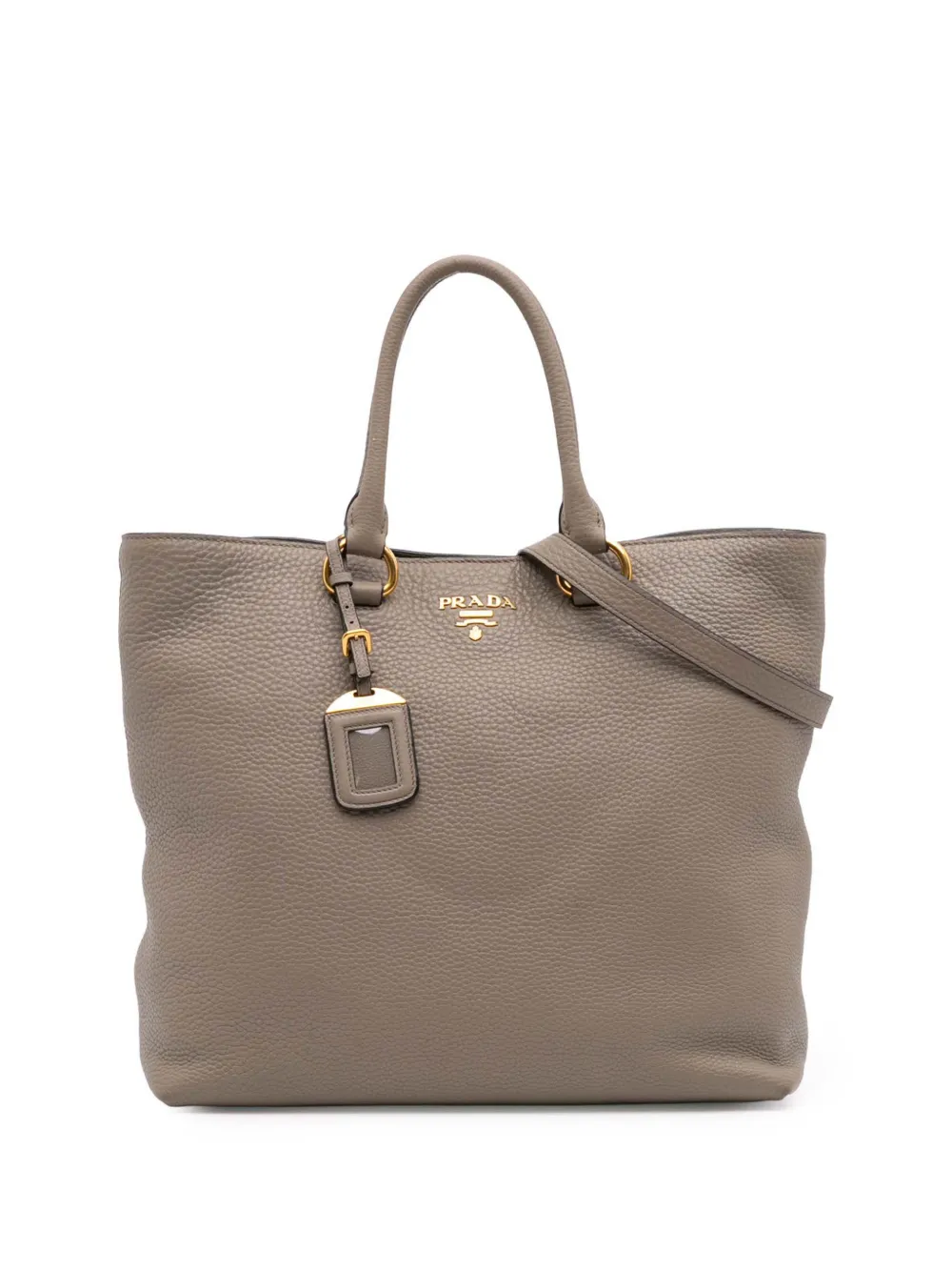 Pre-owned Prada 2000-2025 Vitello Daino Open Convertible Tote Satchel In Brown