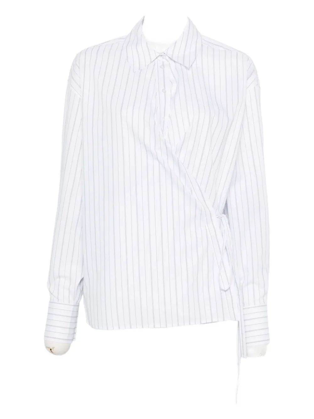 TWINSET pinstripe wrap shirt | White | Image 1