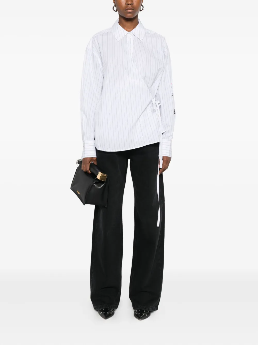 TWINSET Wikkelblouse met krijtstreep - Wit