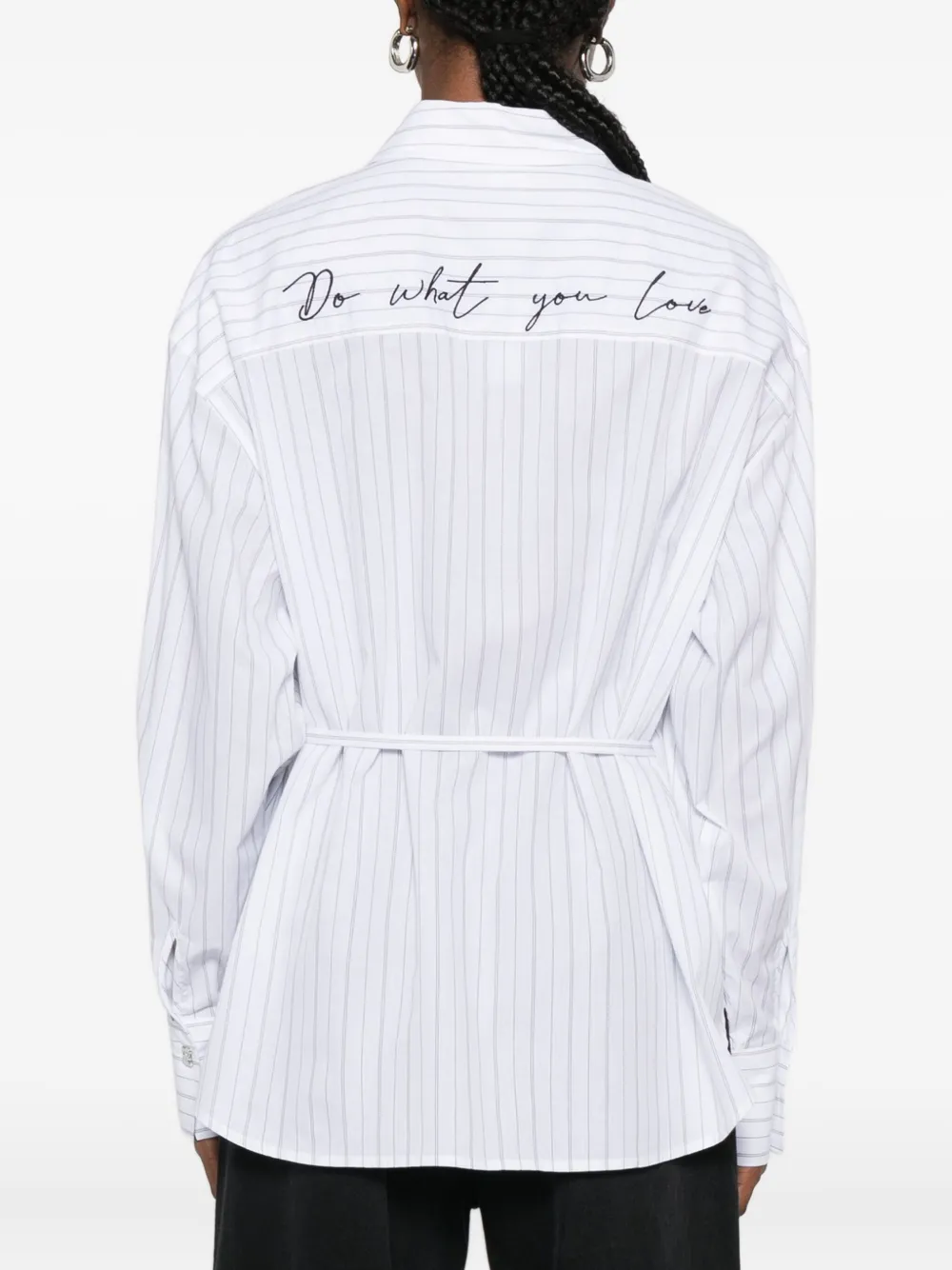 Twinset Pinstripe Wrap Shirt In White