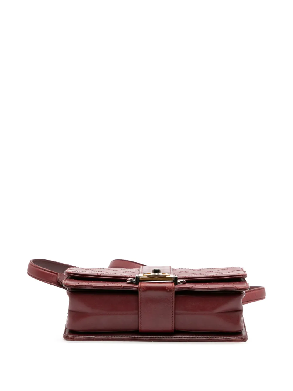 Pre-owned Chanel 2018 Cc Stitched Calfskin Chain Flap Satchel In Red