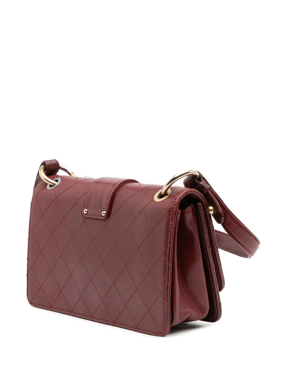 Pre-owned Chanel 2018 Cc Stitched Calfskin Chain Flap Satchel In Red